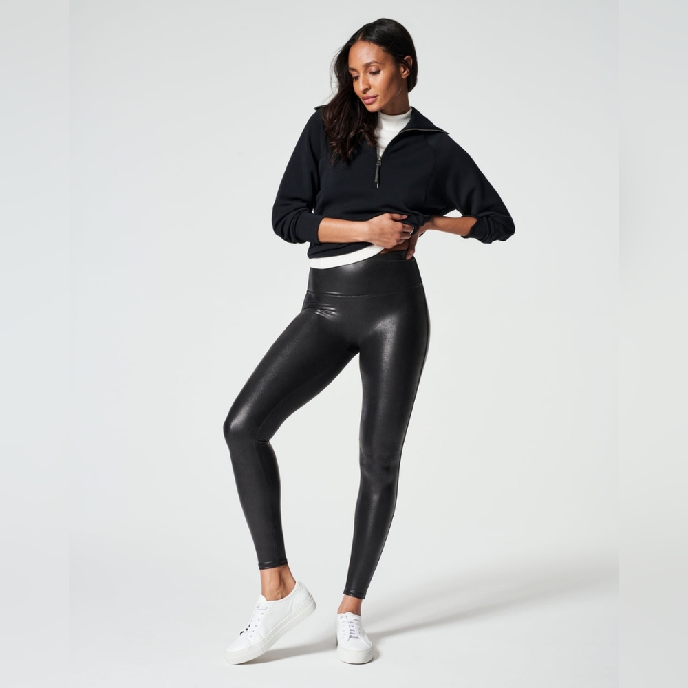 SPANX Black Faux Leather Leggings MEDIUM